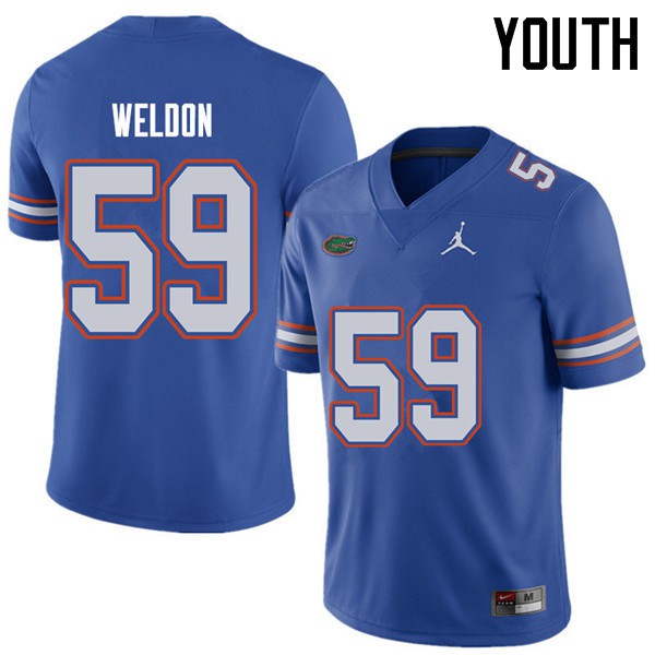 Jordan Brand Youth #59 Danny Weldon Florida Gators College Football Jerseys Royal